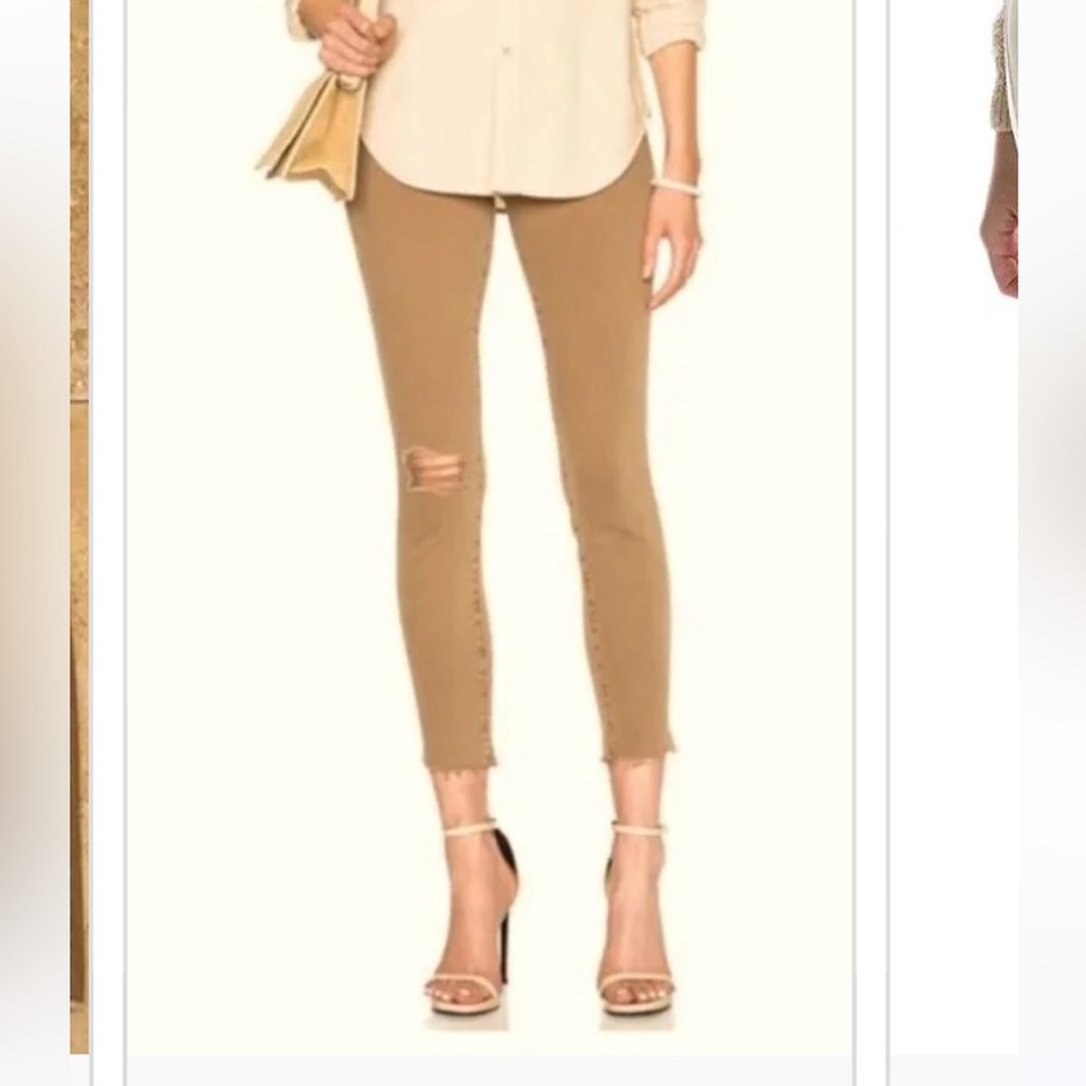 Mother Denim The Looker Ankle Fray Tan